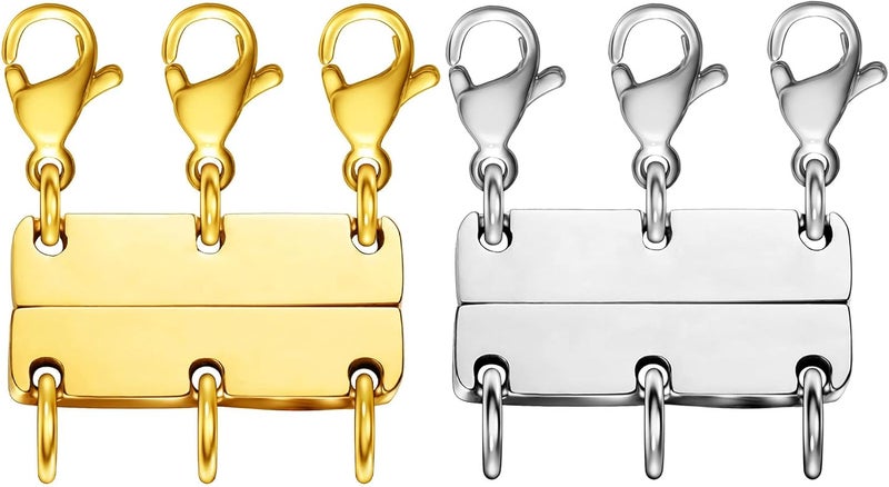 Qulltk Necklace Layering Clasp Magnetic Clasps for Jewelry, Gold and Silver Separator for Stackable Necklaces and Chains - Image 1